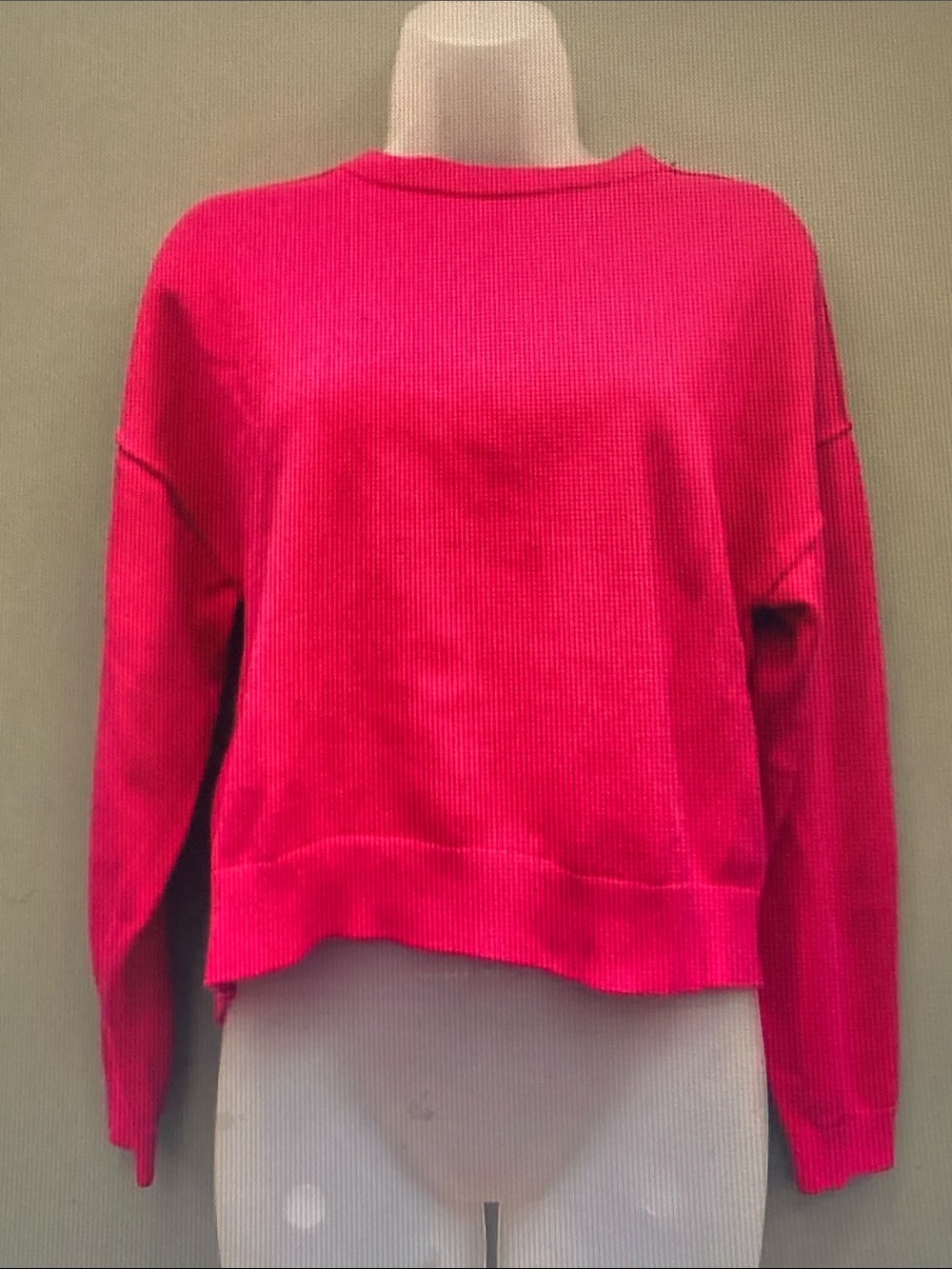 J. Crew Bright Pink Ribbed Crewneck Sweater
